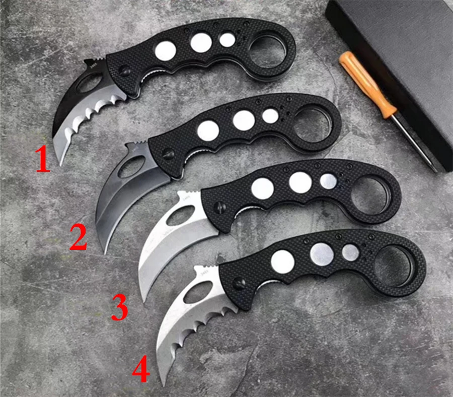 

Lowest Karambit folding knife 440 blade G10 handle Outdoor Training Claws Camping Outdoor tools Rescue Survival Knives Gift