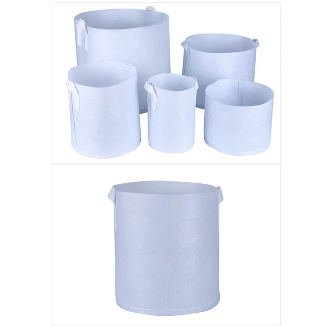 7 Sizes White Round Fabric Pots Plant Pouch Root Container Grow Bag Aeration Container Garden