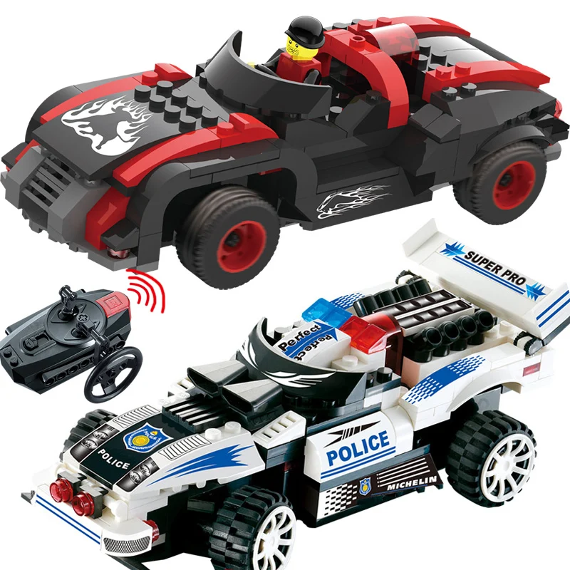 

NEW Technic Tracer RC Car Blocks LegoINGLYS Vehicle Remote Control City Police Mini Action Figures Plastic Bricks Toys For Boys