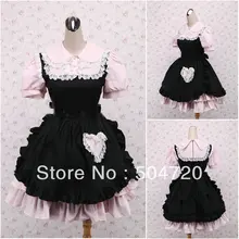 V-1178 Rosa kurzhülse baumwolle Süße Schule Lolita Kleid/viktorianischen kleid Cocktailkleid/halloween-kostüm US6-26