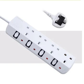 

250V 13A UK Extension Socket Overload Plug 4 5 6 Outlet Power Strip With Individual Switch Power Socket - 3M Extension Cord
