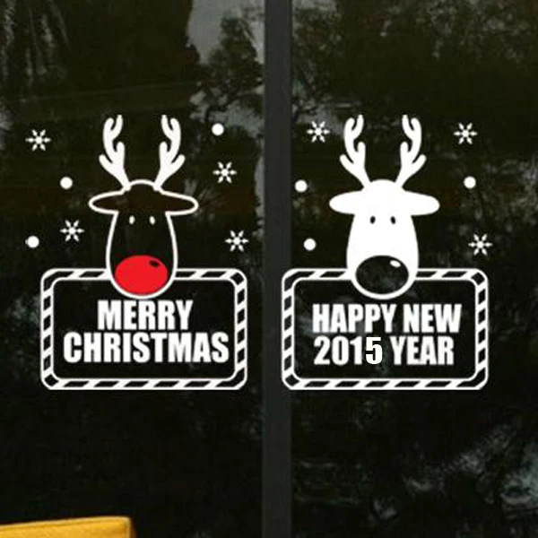 hong kong hang christmas two deer 55 * 32cm wall stickers glass