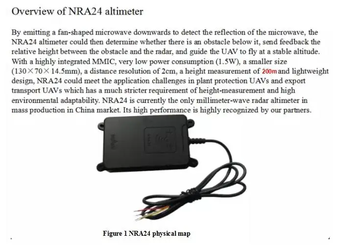 Nanoradar-ISM высотомер Высота Мера радар вместо Lidar для сельского хозяйства БПЛА Drone анти столкновения и начиная