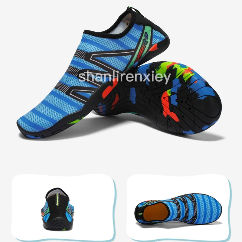 Водонепроницаемая обувь для женщин; пляжная обувь; мужская и детская обувь; кроссовки для дайвинга и плавания; женская летняя обувь для рыбалки - Цвет: GTM1186-26 Blue