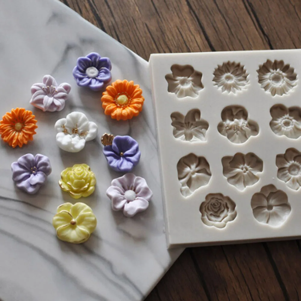 

1Pcs Mini Flower Simulation Fondant Silicone Mold Baking DIY Chocolate Cake Mould decorating baking polymer clay tools
