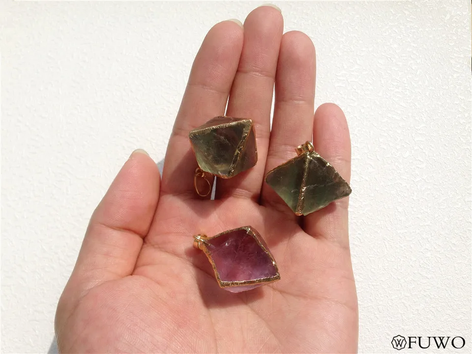 Natural Fluorite Stone Pyramid Shape Stone Pendant 9