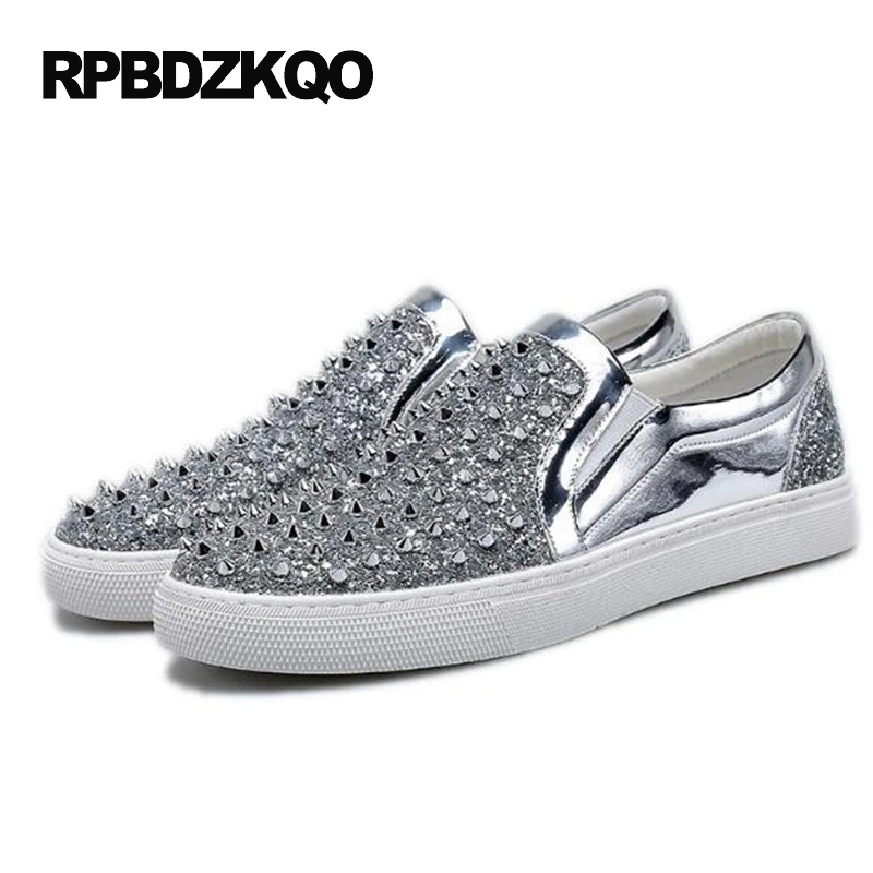 Hommes Hop Sur Populaire Sneakers Vente black Ascenseur Elevator argent Skate Glitter Pissenlit Stud Hip Elevator Mode Rivet Silver Chaussures Chaude Glissement Noir silver Noir Automne De nw0Pk8O