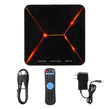 

Super v 4+32G RK3318 USB3.0 TV Box for Android 9.0 System Support 4K 2.4G WiFi US 100-240V