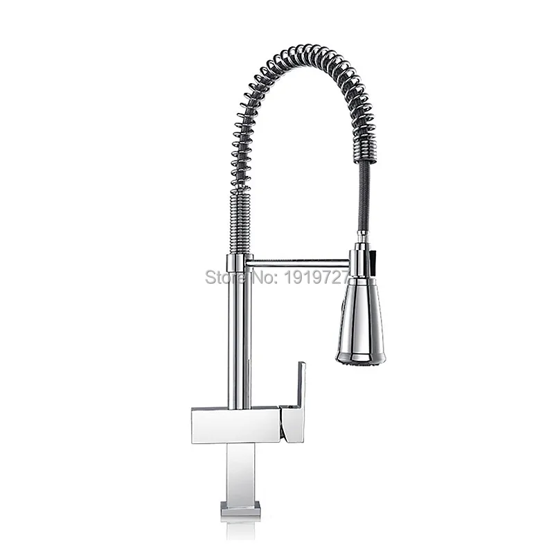 2016 Factory Wholesale High Quality 100% Brass 360 Swivel Rotate Single Handle Mixer Sink Tap Pull Out Spray Kitchen Faucet