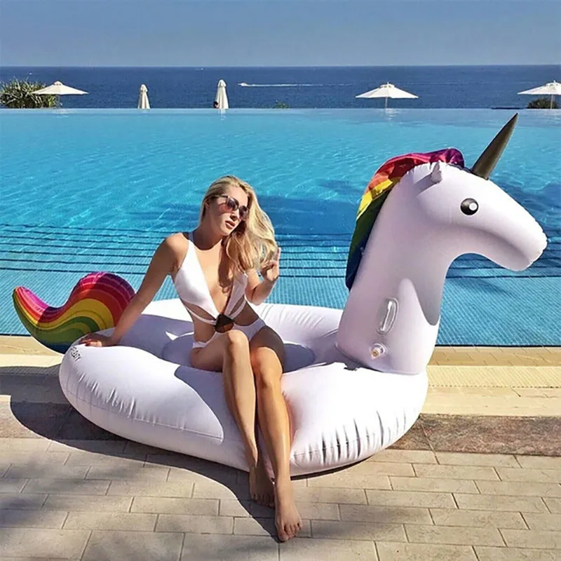 

200CM Inflatable Unicorn Giant Pool Float Inflatable Swim Ring Pegasus Floating Adult Women Swim Float Gonflable Piscina Boias