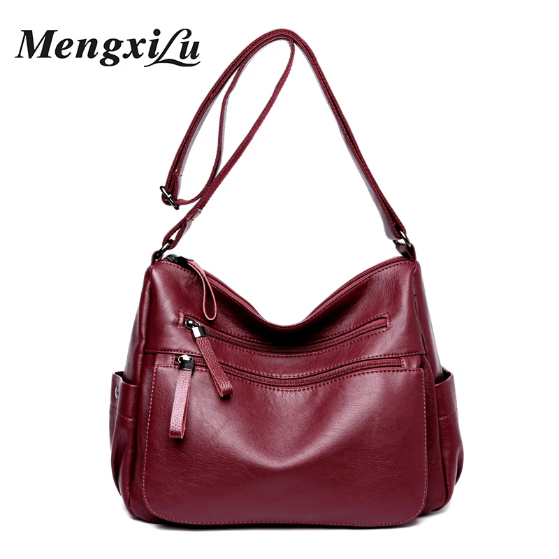 

MENGXILU Brand 2018 Soft Crossbody Bags For Women Leather Handbags Designer Women Shoulder Bags High Quality Solid Women Bag