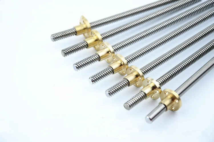 YT1417  1PCS/LOT  300mm Stainless Steel T8 Lead Screw For Stepper Motor /3D Printer  Trapezoidal Screw Rod with Copper Nut 1pcs d40 l55 sb rigid clamp coupling hole 8 10 11 12 16 17 19 20mm aluminum screw transmission shaft cnc claw motor coupling