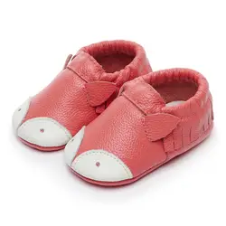 Мягкая коровья кожа новый стиль животных для маленьких мальчиков и девочек обувь для младенцев тапочки 0-24 м первые ходунки бахрома