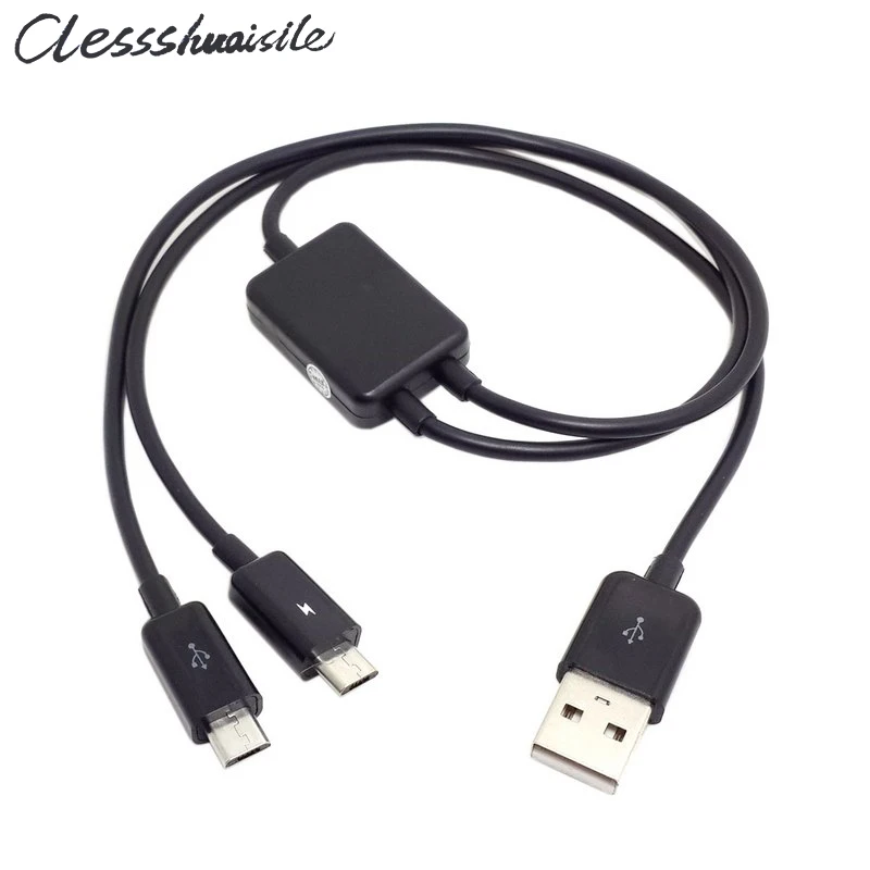 (100pcs/lot) 2 in 1 Combo USB to Micro USB Dual Plug Data Charger