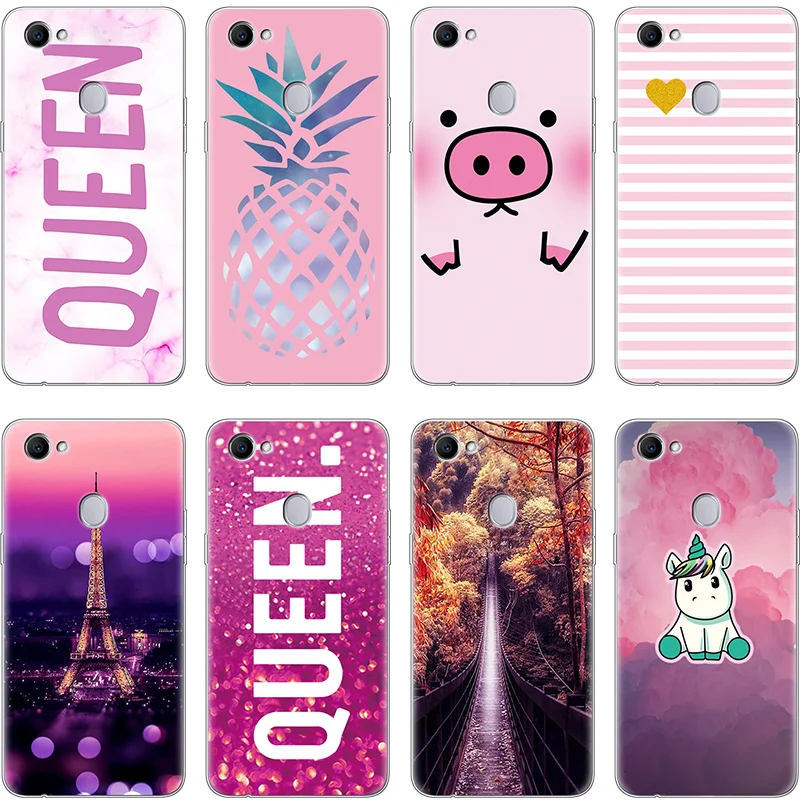 

Luxury Pink Purple Phone Case For OPPO F5 F7 F9 K1 Ultra Thin Silicone Coque For OPPO F7 Pineapple Fundas For OPPO A3s TPU Cover