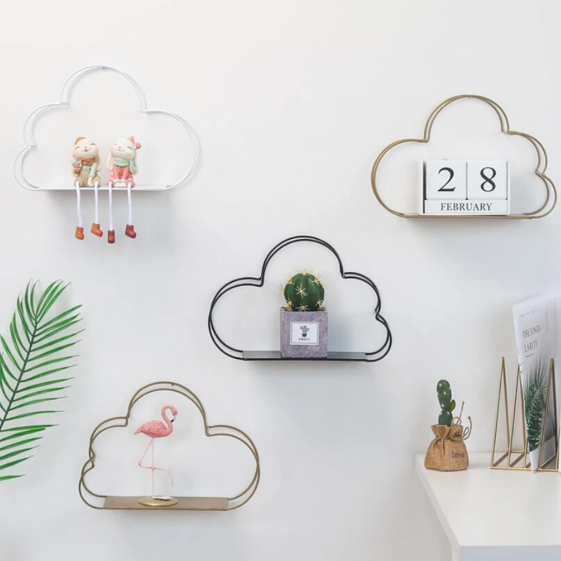 2019 Hot Sale Diy Kids Room Decorative Wall Shelf Crafts Storage Iron Shelves Cute Cloud Design Living Room Wall Hanging Gy046 Storage Holders Racks Aliexpress