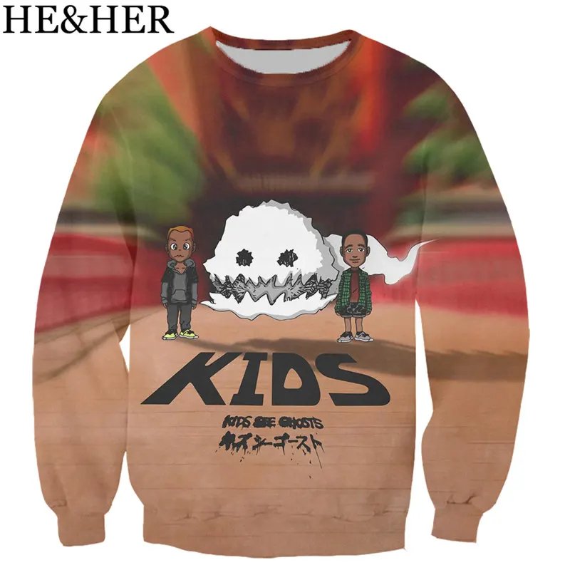 Kanye West Kids/мужские и женские свитшоты с 3D принтом в стиле хип хоп Уличная