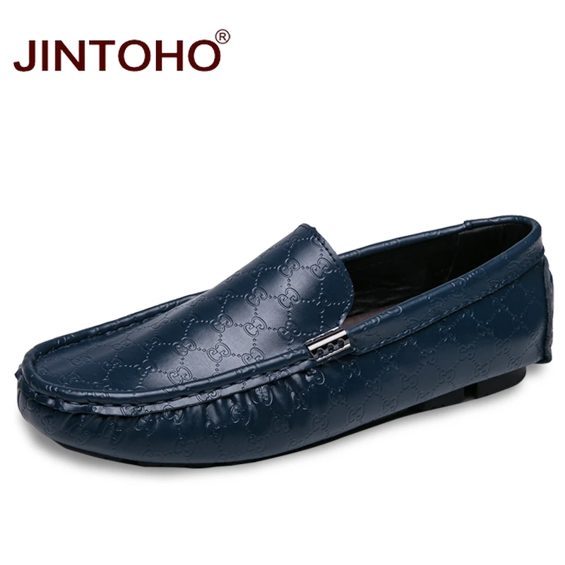 JINTOHO/мужские кожаные лоферы больших размеров; Брендовые повседневные мужские мокасины; кожаная мужская обувь; модные мужские туфли на