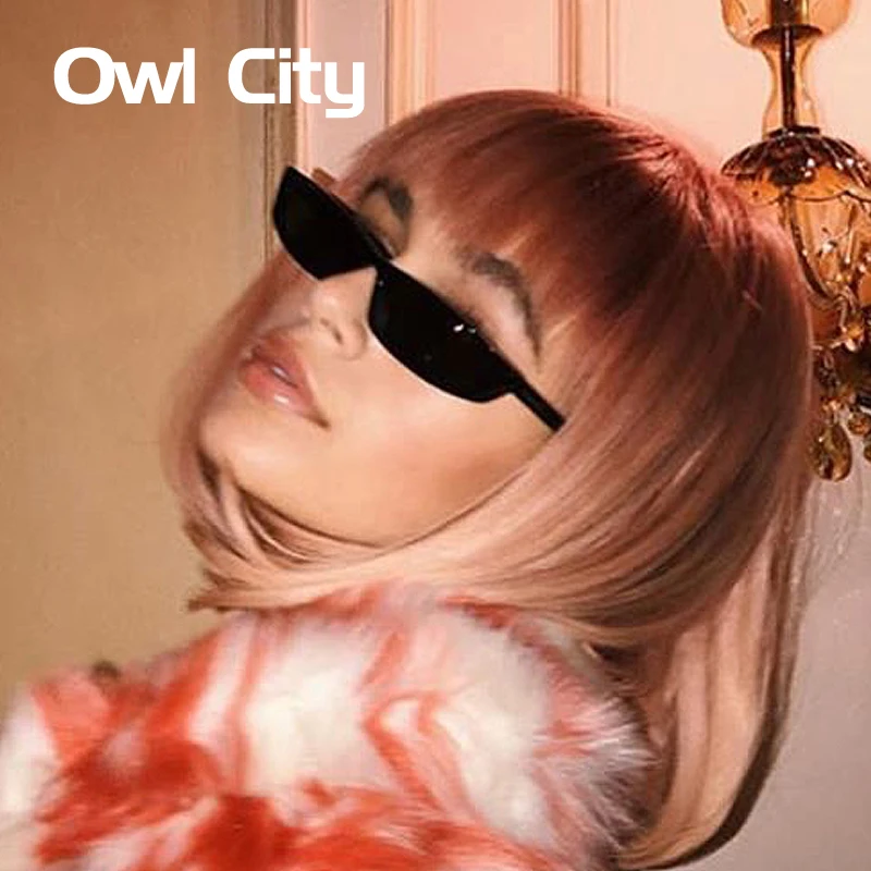 

Owl City Vintage Rectangle Sunglasses Women Brand Designer Small Frame Sun Glasses Retro Black Eyewear Narrow Glasses Shades