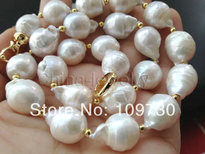 

Jewelry 002555 HUGE 18"13-15MM AUSTRALIAN SOUTH SEA GENUINE WHITE NUCLEAR PEARL NECKLACE