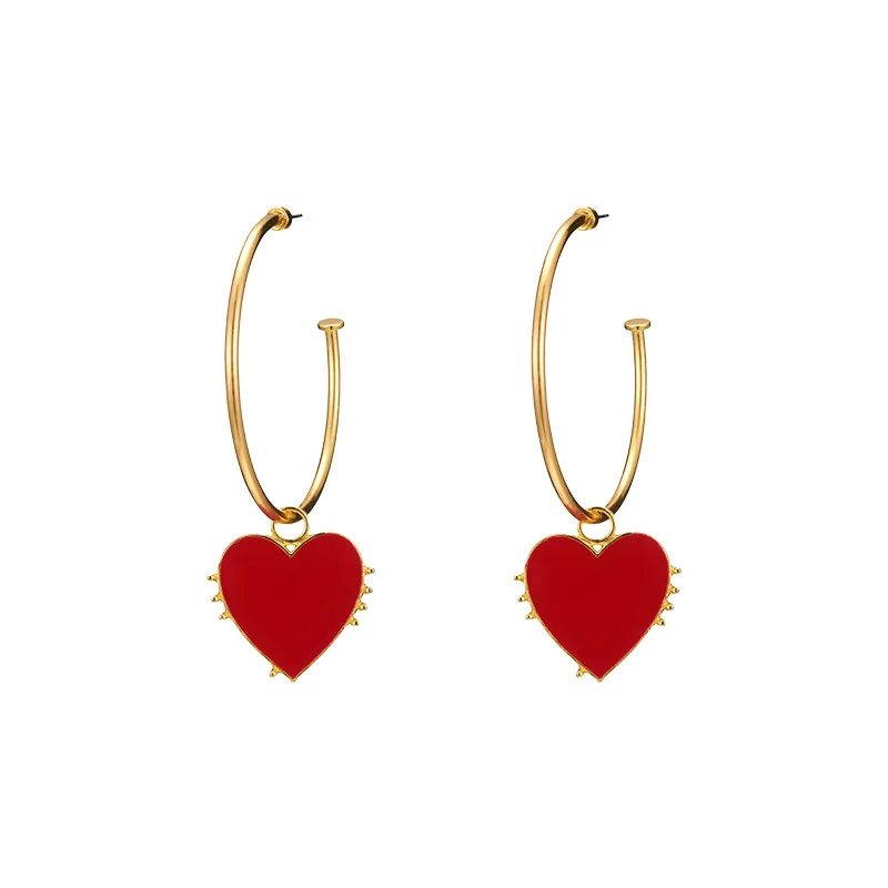 

Statement Big Hoop Earrings Women Gold Color Circle Red Heart Earring Bohemian Punk Trendy Jewelry Hoops Long Fashion 2019 MB027