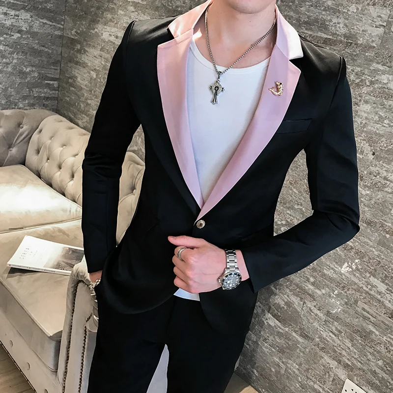 Vente Style britannique Slim Fit Costume Veste hommes manteau Terno Masculino Veste Costume Homme V profond Sexy tenue hommes élégant Blazer 4 couleurs