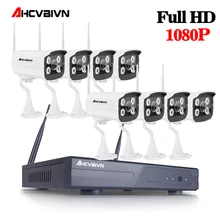 AHCVBIVN 8CH Беспроводная 1080 P камера видеонаблюдения NVR комплект системы открытый 2.0MP ip-wifi камера ИК ночного видения система видеонаблюдения