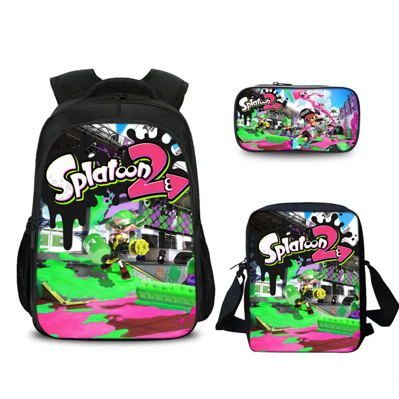 

Curel Splatoon 2 Teenager School Backpack 3PC Set 3D Printing Women Shoulder Bags with Pencil Case Casual Boys Bookbags Girls