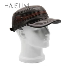 Gorras, зимние военные шапки Haisum, натуральная кожа, Мужская Военная кепка, шапка, лучшее качество, папа, Воловья кожа, для взрослых, одноцветная, регулируемая, Cs36