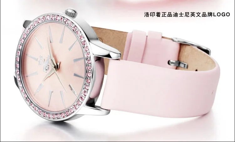 Натуральная Disney Дети Смотреть Девушка Мода круто Кварцевые наручные часы роскошные женские часы кожа часы