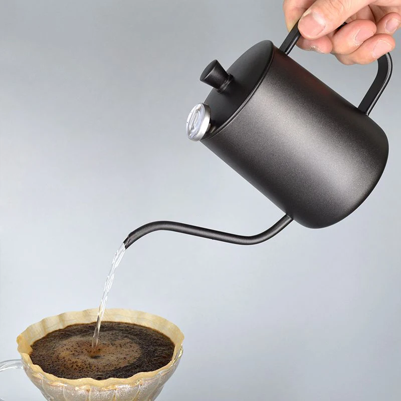 

Coffee Maker Hand Punch Gooseneck Pot 304 Stainless 600MLCoffee Dripping Pot Italian Coffe Vertical Water Injection Pots