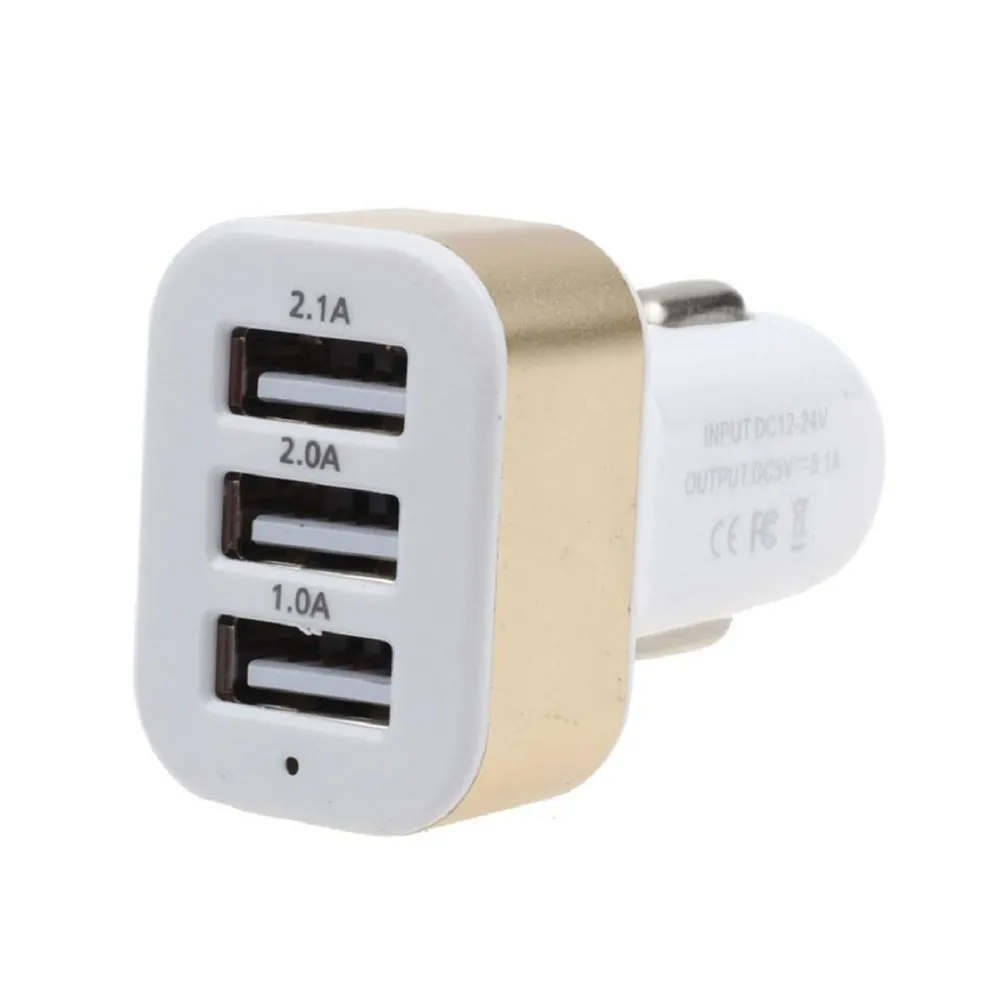 3 Port Mini Universal 3USB Car Charger Adapter 5V 2.1A + 1A+ 1A for