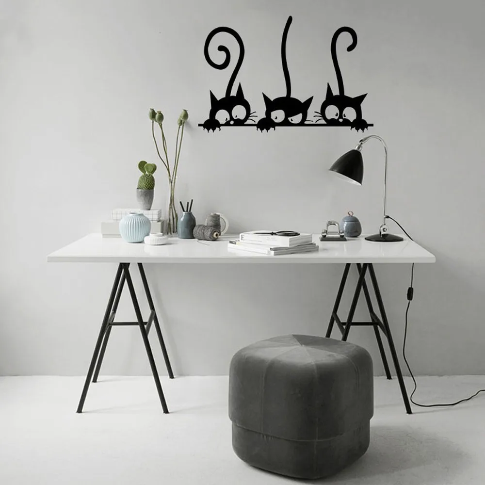 

2019 Creative cartoon three cat living room removable bedroom living room room household goods decorative wall stickers