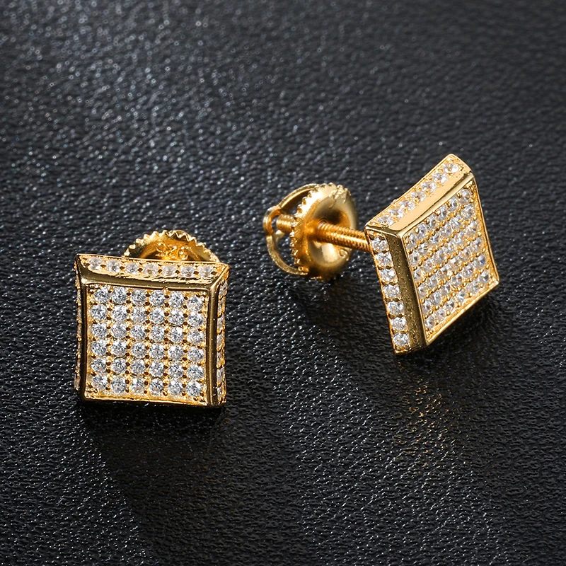 Square Diamond Earrings Men | Mens Diamond Pressure Earrings