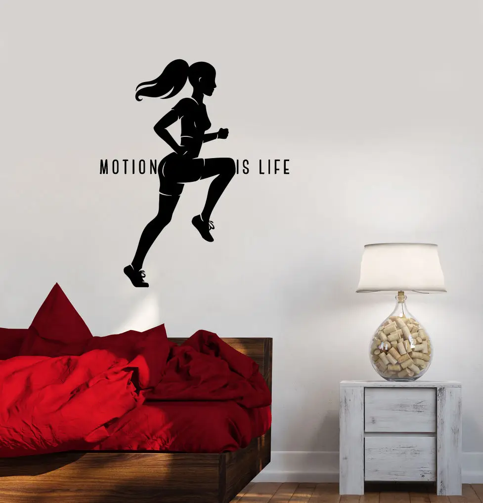 Vinyl Decal Healthy Lifestyle Motivation Sports Woman Run Wall Stickers