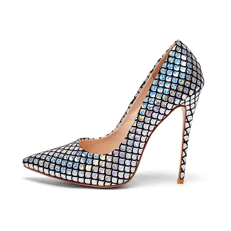 

2019 Spring And Autumn Fashion Roman Style Banquet Catwalk Sexy Party Pointed Paillette Stilettos High Geel Women's Pump Shoes