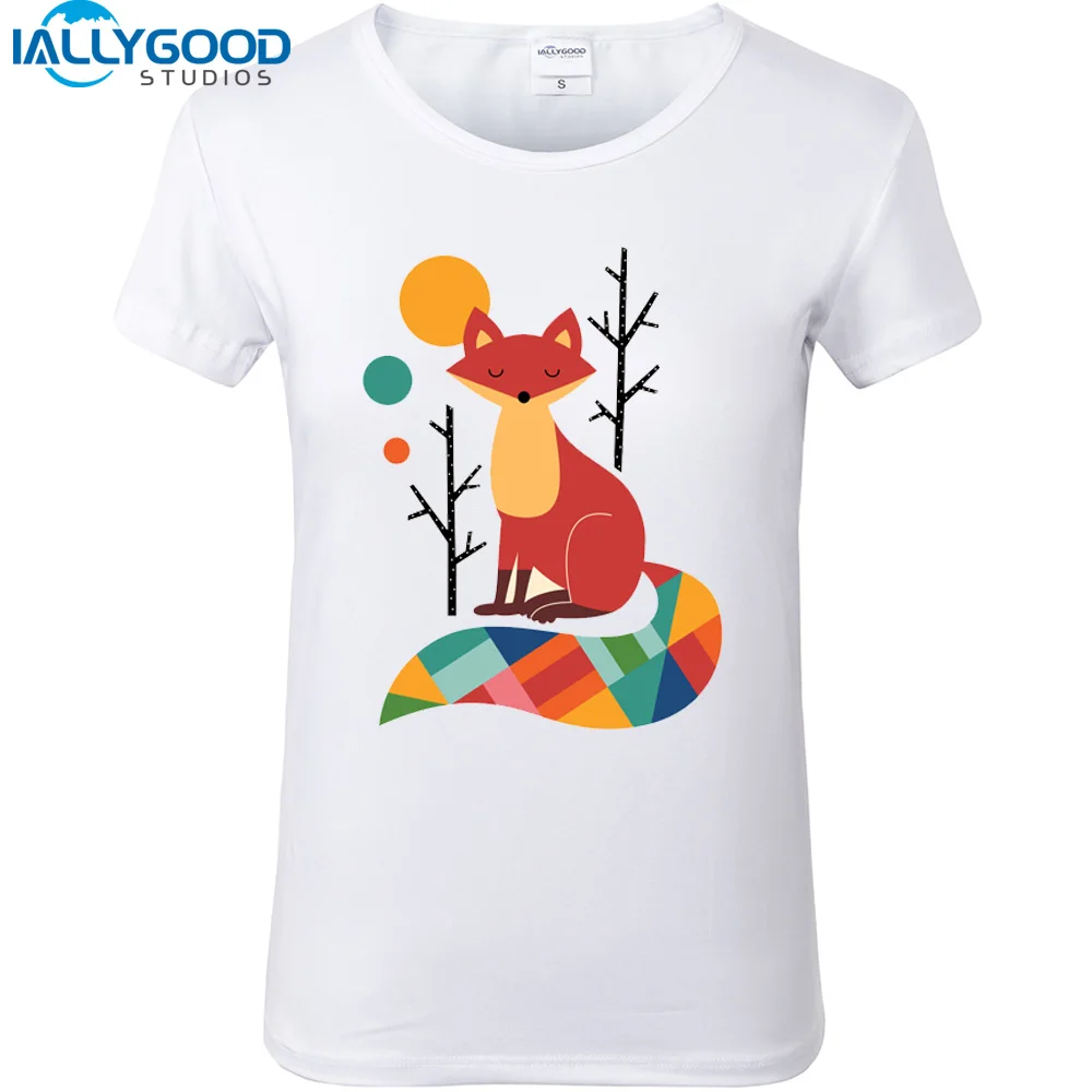 

New Summer Cute Animal Raccoon Fox Sloth Print 3D T-shirts Short Sleeve Slim White T shirts Casual Women Tops S404