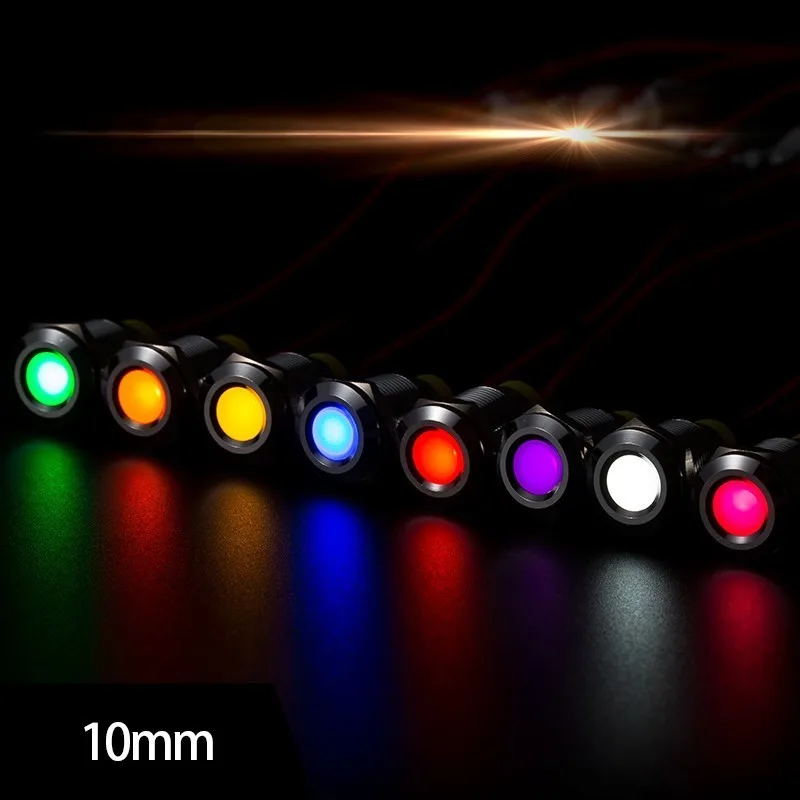 

1PCS 10MM LED indicator light small LED Metal Indicator light 3V 5V 6V12V 24V 36V38V 110V 220v with 8 color