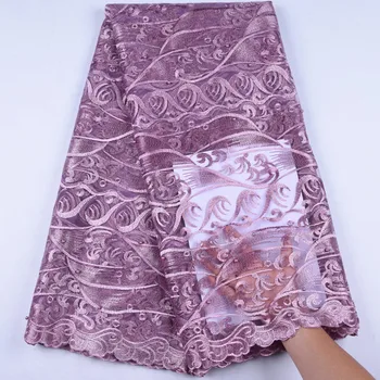 

2019 High Quality L Nigerian Tulle Lace Fabrics With Beaded Mesh African Lace Fabric Bride French Net Lace Fabric Y1572