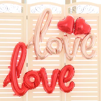 

Foil Balloons LOVE Siamesed red heart Ballon Wedding Decoration Ballon Romantic Valentine's Day Love Letter Balls Party Supplies