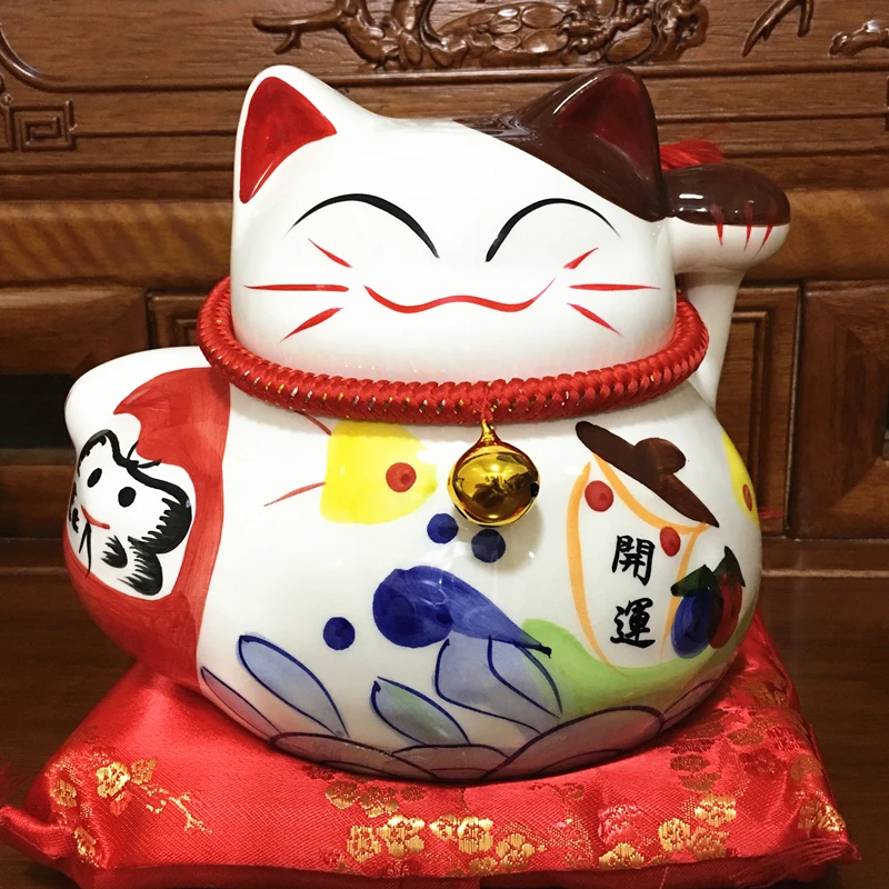 10 дюймов Maneki Neko керамика Lucky Cat домашний декор фарфоровые декоративные украшения бизнес-подарки Фортуна кошка копилка фэншуй ремесло подарок - Цвет: 20CM- YY