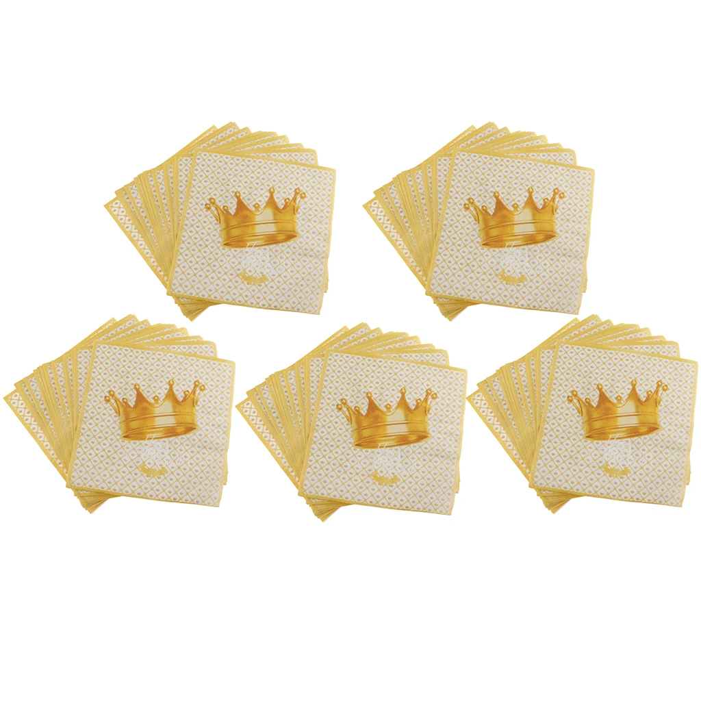 100 шт Золотая Корона одноразовые салфетки бумажные салфетки декор для вечеринки в честь Дня Рождения