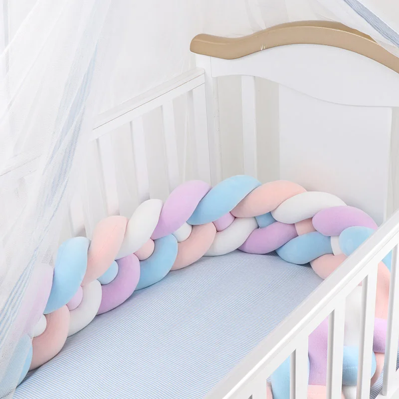 16 см ширина 4 узлы детская плетеная кроватка кровать бампер декоративная коса кроватка постельные принадлежности детские плюшевые узелки косички защита для кроватки бампер - Цвет: color 4