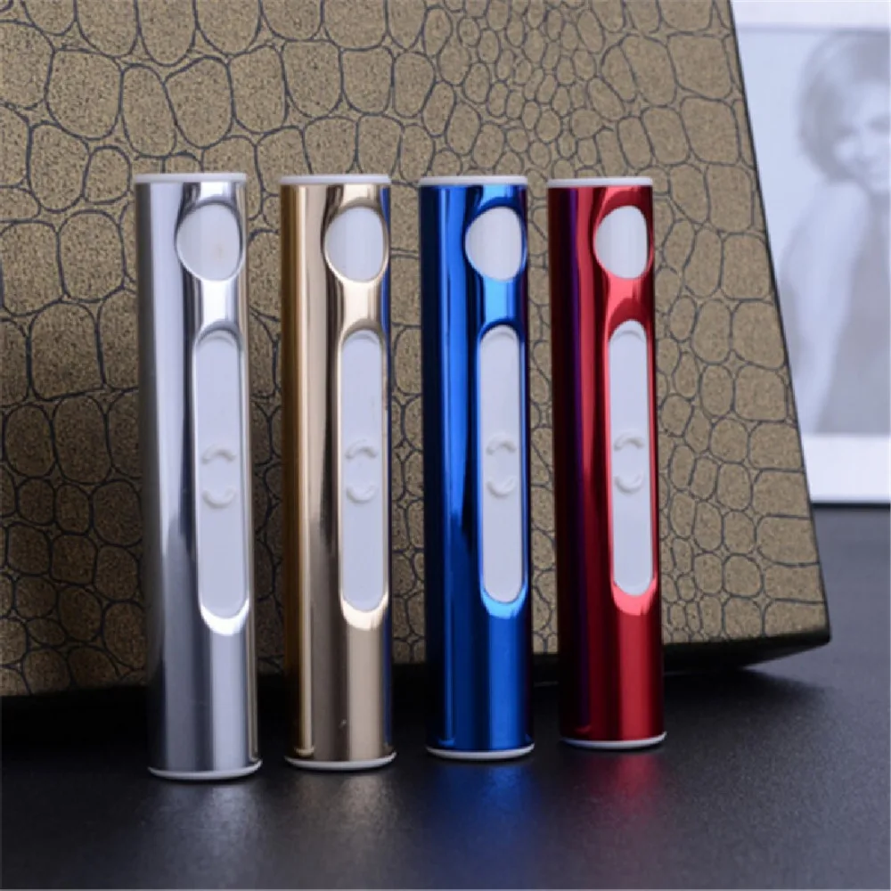 

Portable USB Lighter Electronic Rechargeable Tobacco Cigarette Lighter Flameless Cigar windproof gold metal pipe torch lighter