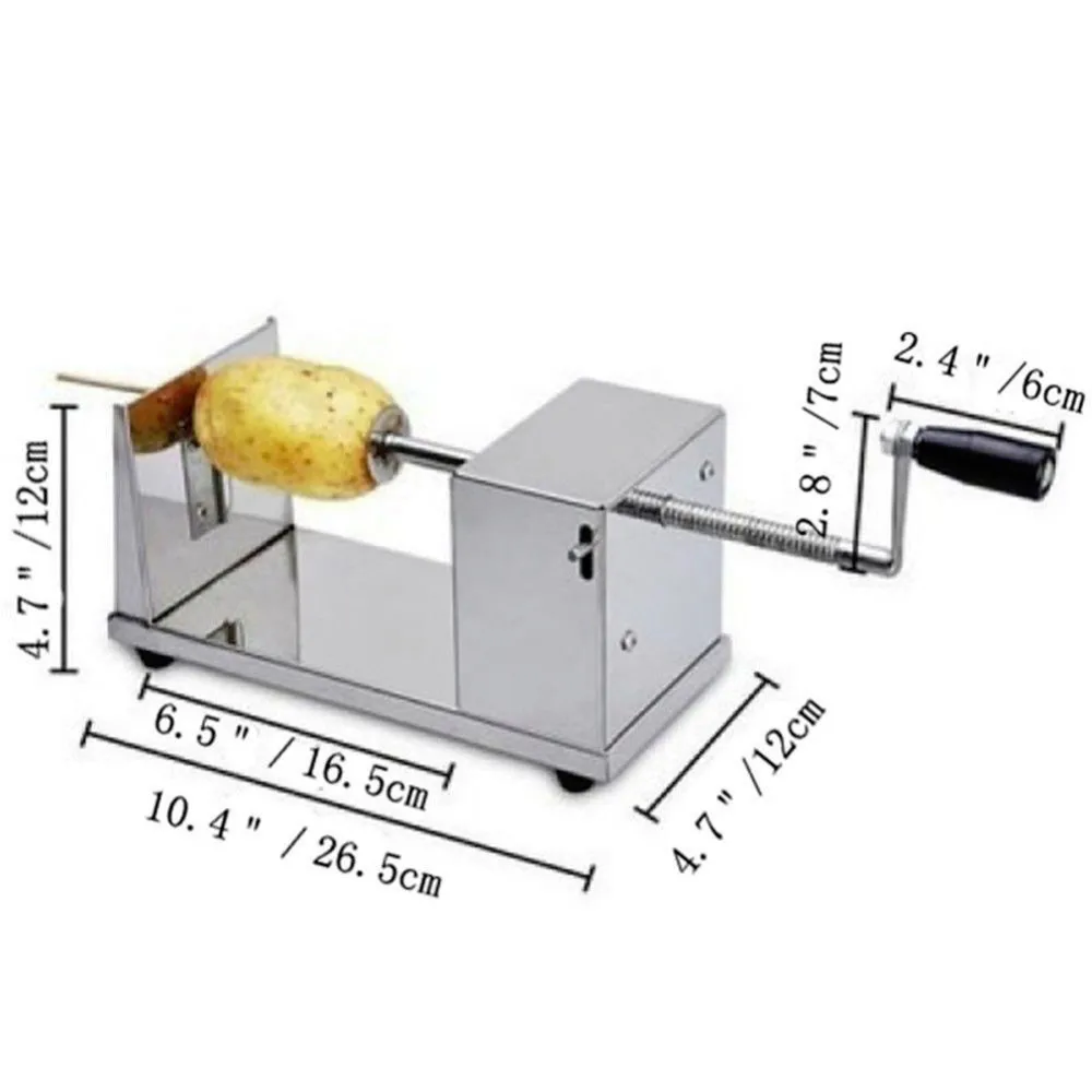 OUTAD Manual Stainless Steel Twisted Potato Slicer French Fry Potato Vegetable Spiral shaped cutter for Home Restaurant