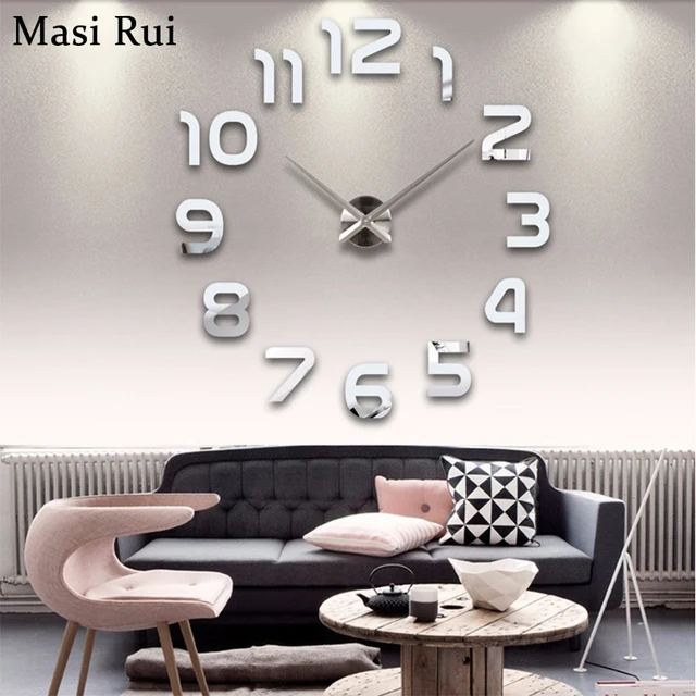 Moda 3d grande orologio da parete design moderno home decor specchio ... Moda 3d grande orologio da parete design moderno home decor specchio ...