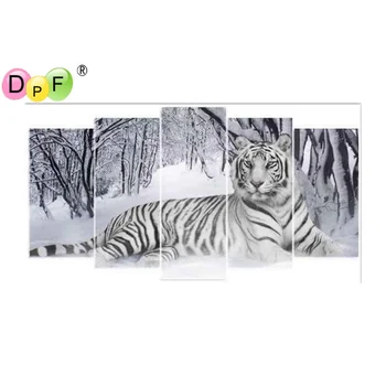 

DPF diamond embroidery White tiger in the snow diamond painting cros stitch crafts diamond mosaic square needlework home decor