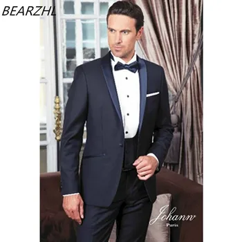 

men suit 2020 navy blue tuxedos for wedding classic suits high quality formal wear