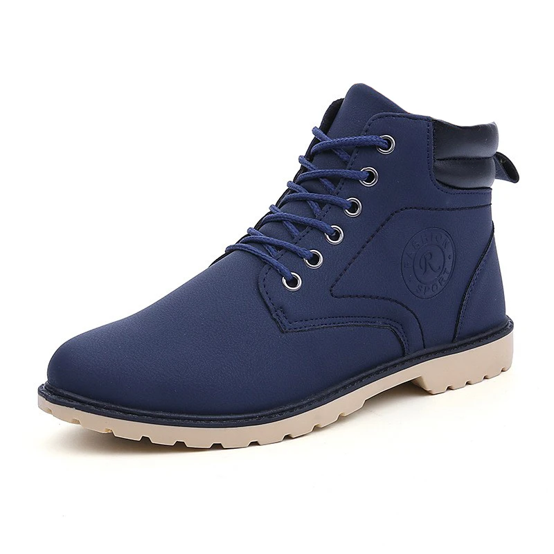 YWEEW/осенние ботинки; мужские кожаные ботинки; стильная Уличная обувь; водонепроницаемые мужские ботинки - Цвет: blue