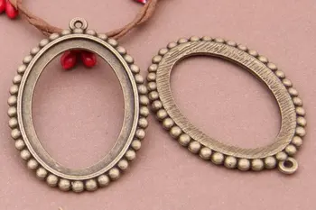 

15pcs 35 x 49mm Antique Bronze Cabochon Pendant Base, Oval pendant setting (3010313)
